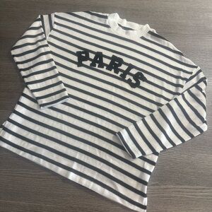 F&F Jumper Soft Sweater Size M Medium (UK) Striped Black White Paris